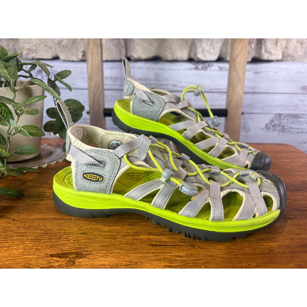 Keen Whisper Waterproof Sandals Womens 8 Grey Lime Green Sporty Hiking